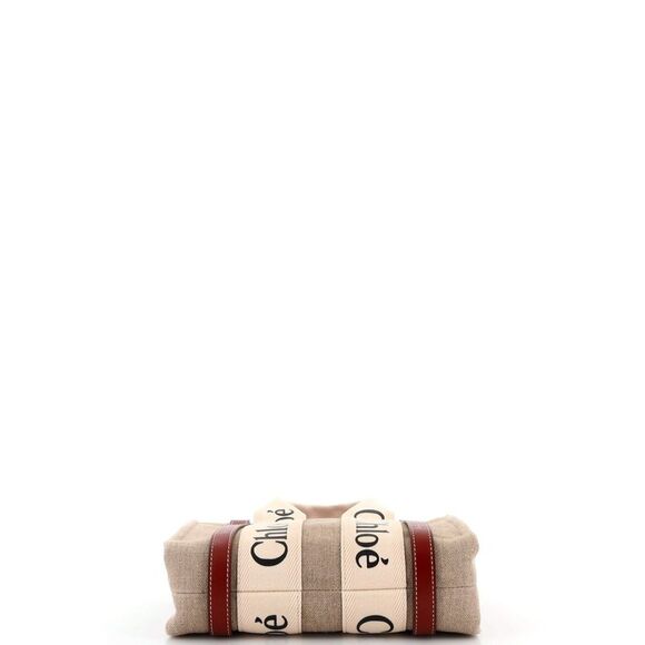 Chloe Woody Convertible Tote Canvas with Leather Small Neutral - Picture 4 of 7